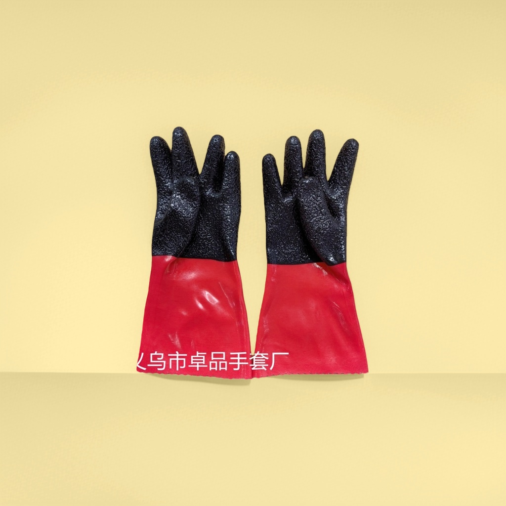 Thick red rubber gloves, anti-slip and wear-resistant, household cleaning labor protection gloves, labor protection supplies rubber gloves Specification image