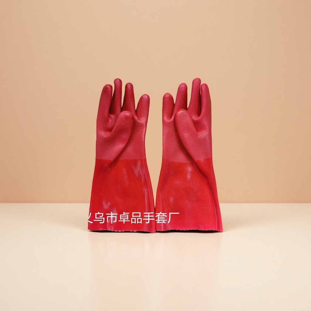Red rubber gloves are anti-slip, wear-resistant and thickened for household kitchen cleaning and labor protection