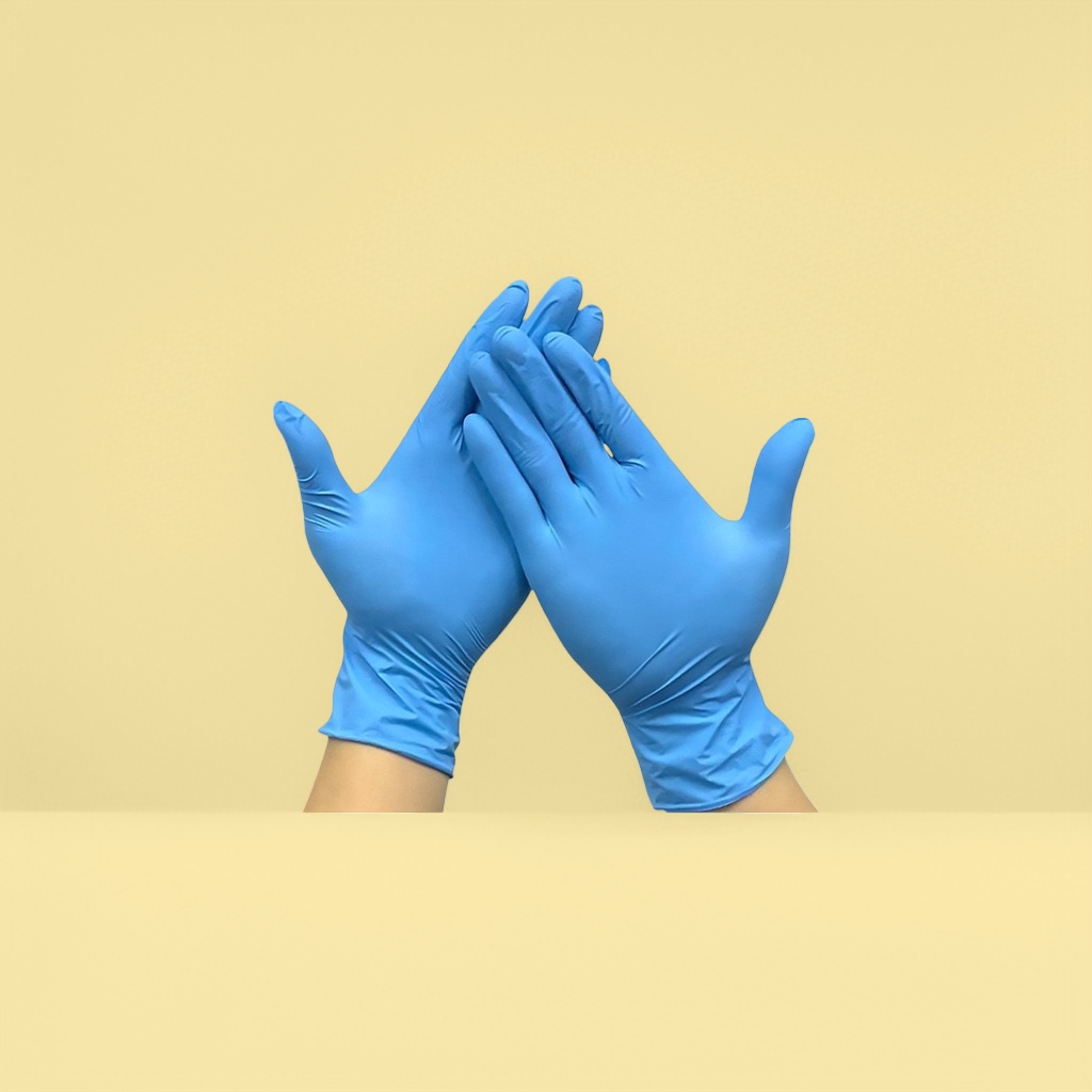 Blue nitrile gloves, powder-free, close-fitting, sturdy and durable protective gloves, labor protection gloves details Picture
