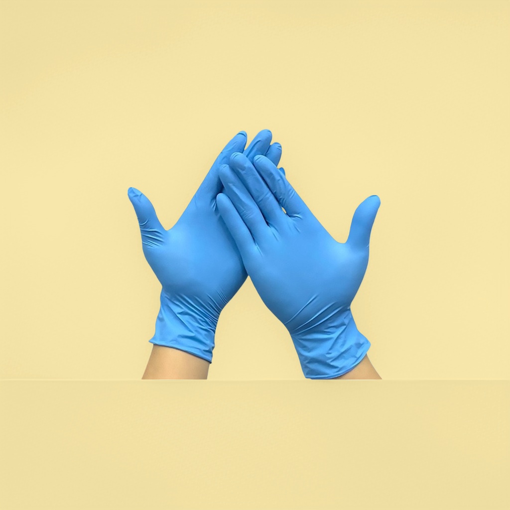 Blue nitrile gloves, powder-free, close-fitting, sturdy and durable protective gloves, labor protection gloves Specification image