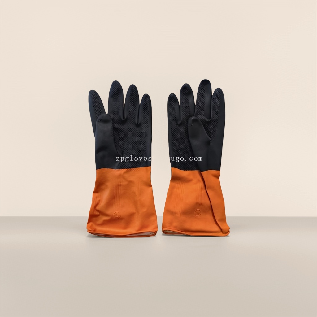Black rubber gloves with orange cuffs, anti-slip and wear-resistant thickened work gloves Application Scenario