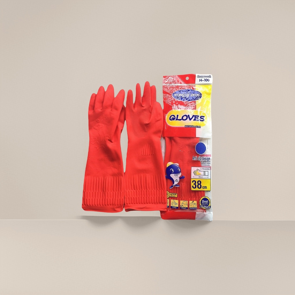 Thickened red rubber gloves, anti-slip and wear-resistant, household cleaning and labor protection gloves Application Scenario