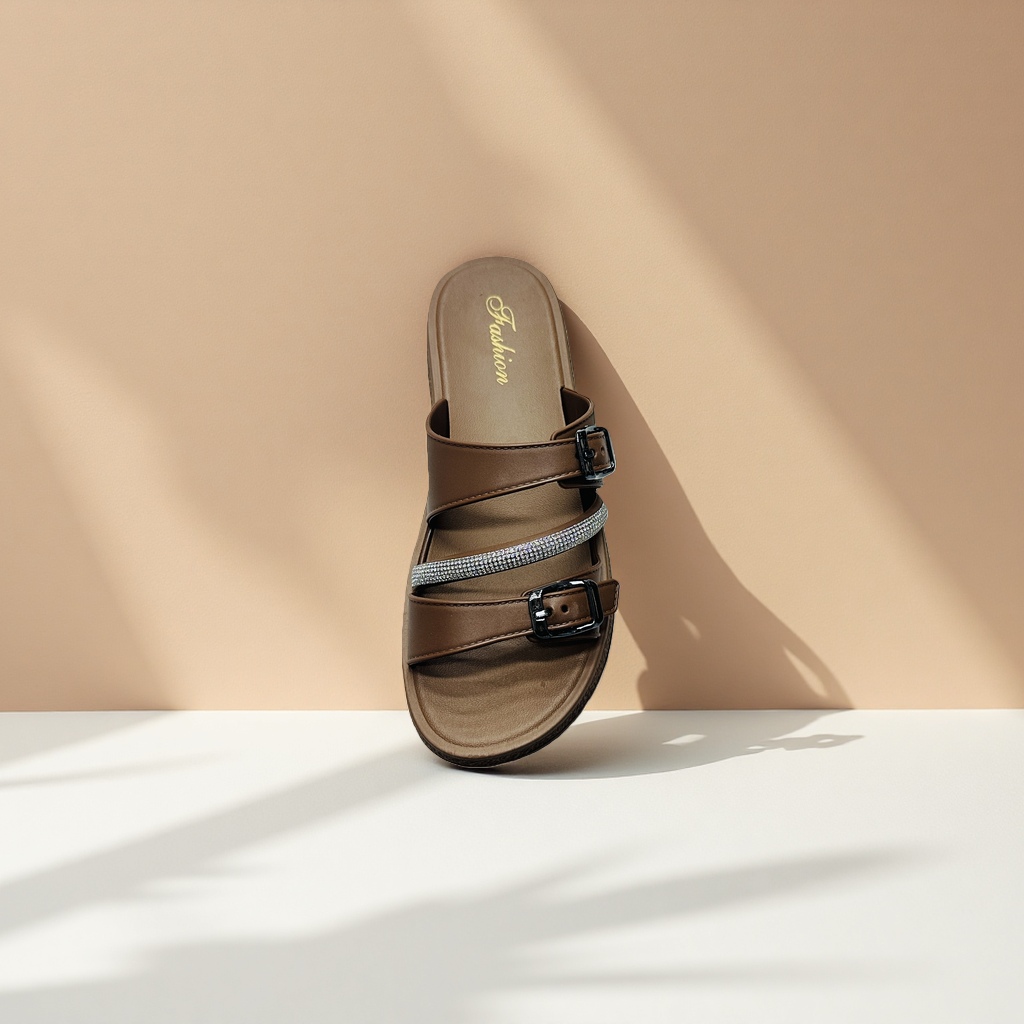 Brown sandals are fashionable and versatile casual women's shoes that are breathable and flat in summer Specification image