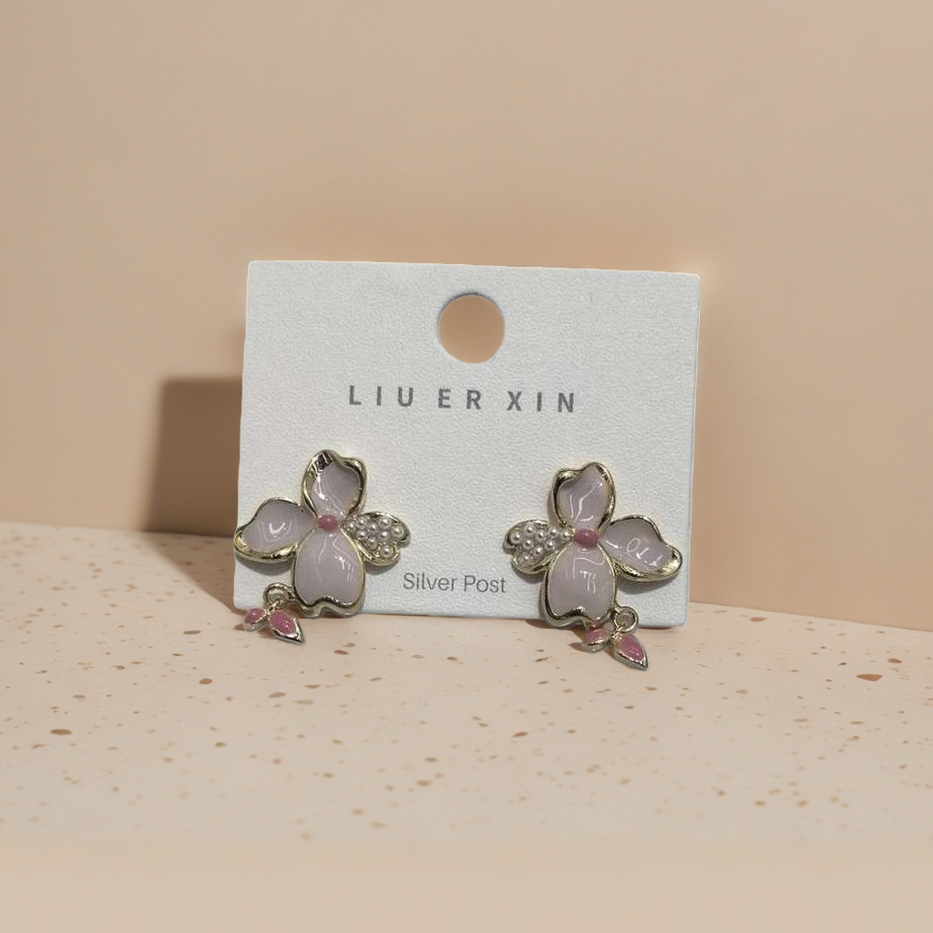 Cherry blossom stud earrings for women: Simple and versatile Korean style earrings, small and exquisite stud earrings details Picture