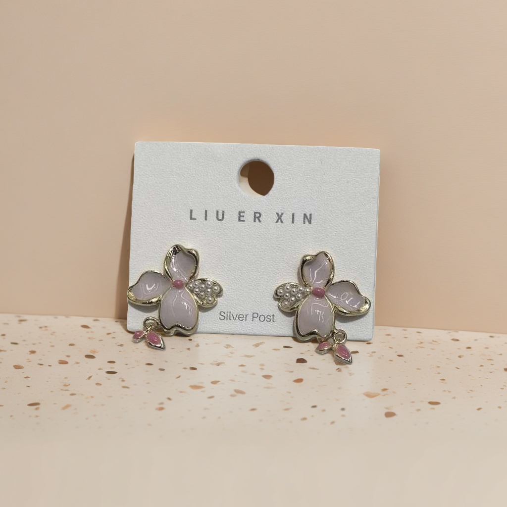 Cherry blossom stud earrings for women: Simple and versatile Korean style earrings, small and exquisite stud earrings Specification image
