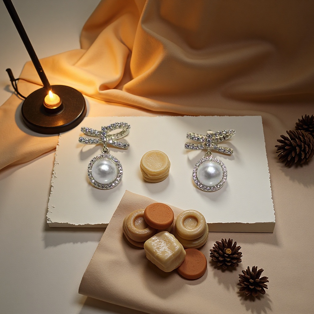 Pearl bow stud earrings, a light luxury and elegant style, are versatile earrings for women Specification image