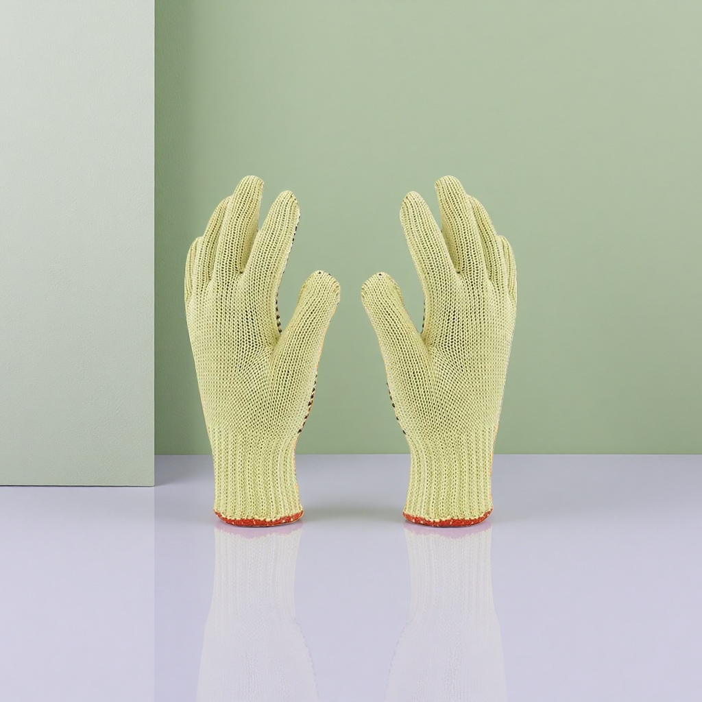 Heat-resistant palm surface bead gloves, thickened heat-insulating kitchen baking gloves