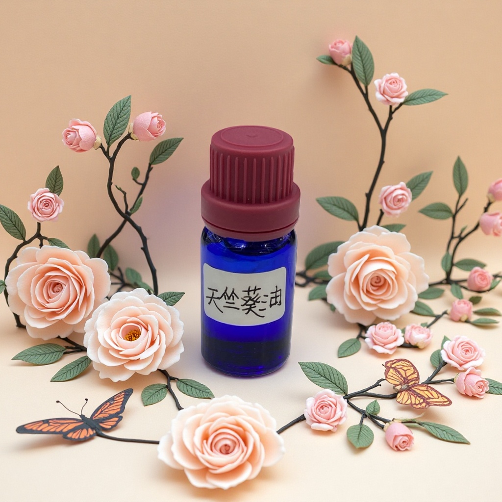 蓝色瓶子天竺葵精油天然植物萃取舒缓护肤香薰用