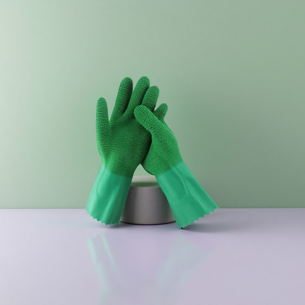 The green protective gloves are thickened, anti-slip and wear-resistant for labor protection operations Application Scenario