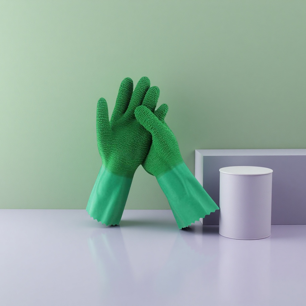 The green protective gloves are thickened, anti-slip and wear-resistant for labor protection operations Specification image