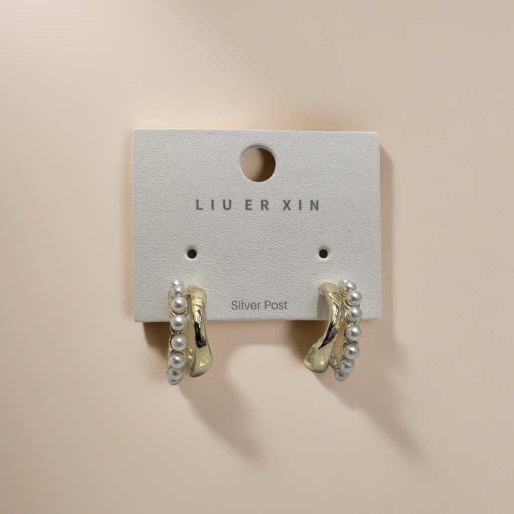 Pearl earrings for women, fashionable and simple earrings, 18K gold plating, anti-allergy details Picture