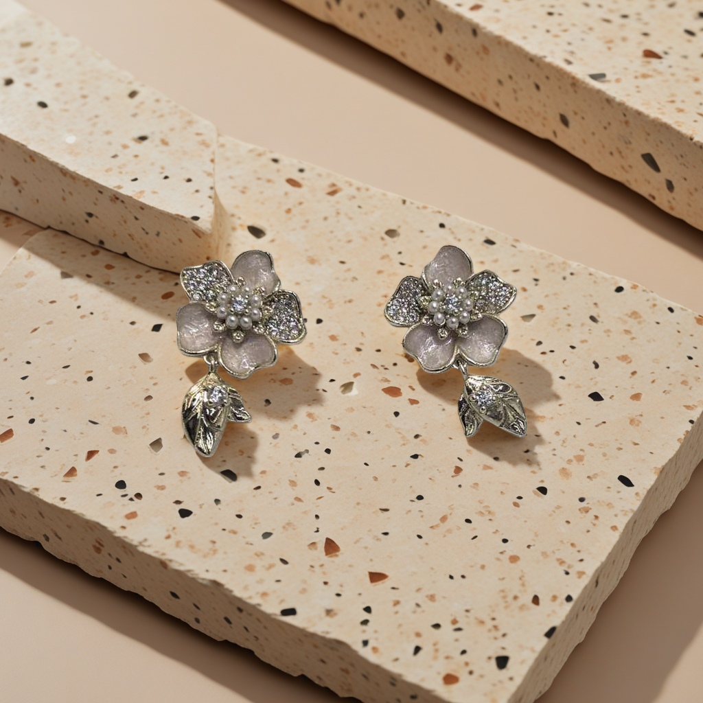 Flower earrings are fashionable and simple earrings that are versatile for women Specification image