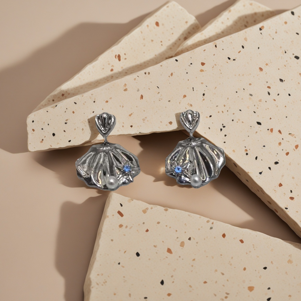 Shell-shaped earrings, fashionable and simple design earrings, light luxury alloy earrings Specification image