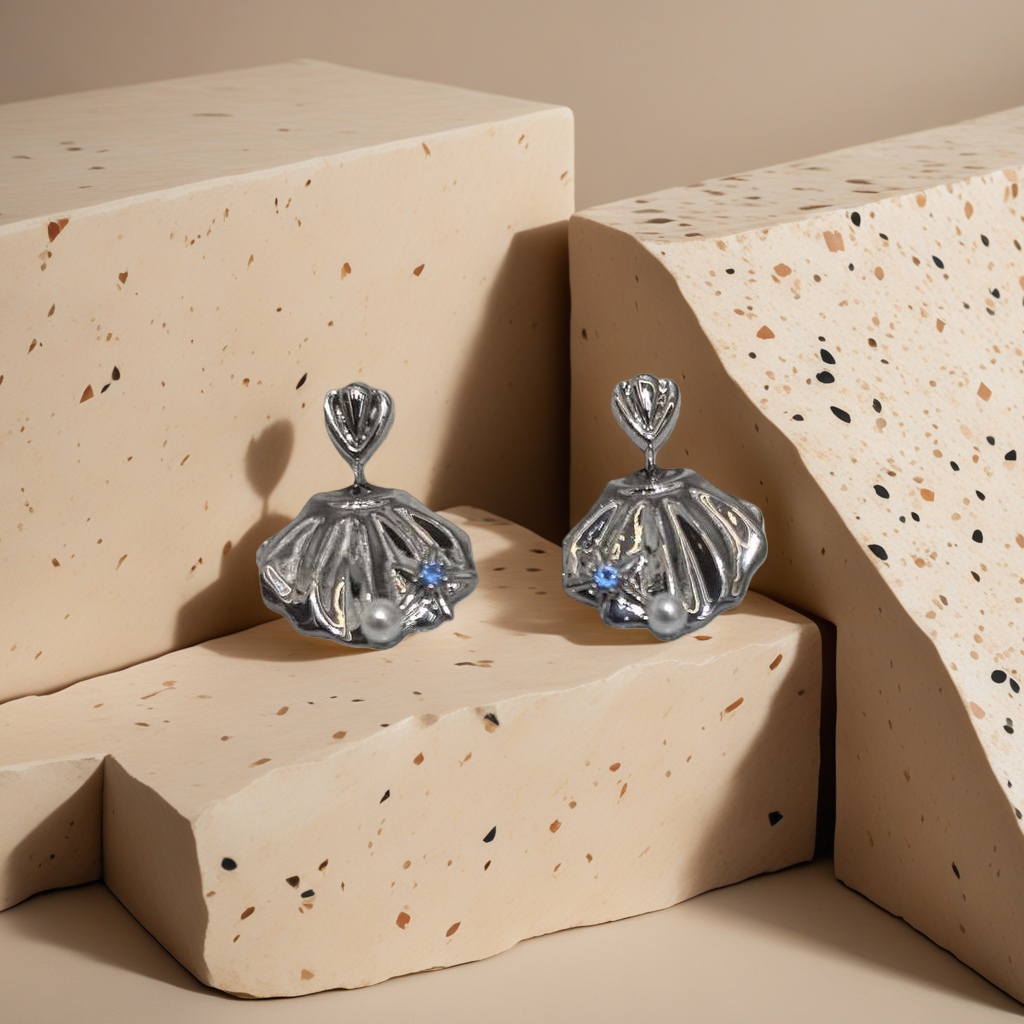 Shell-shaped earrings, fashionable and simple design earrings, light luxury alloy earrings