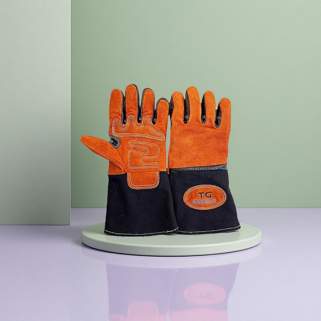 Guantes de soldadura eléctrica de piel de vaca protección profesional resistente a la abrasión y altas temperaturas 1 par