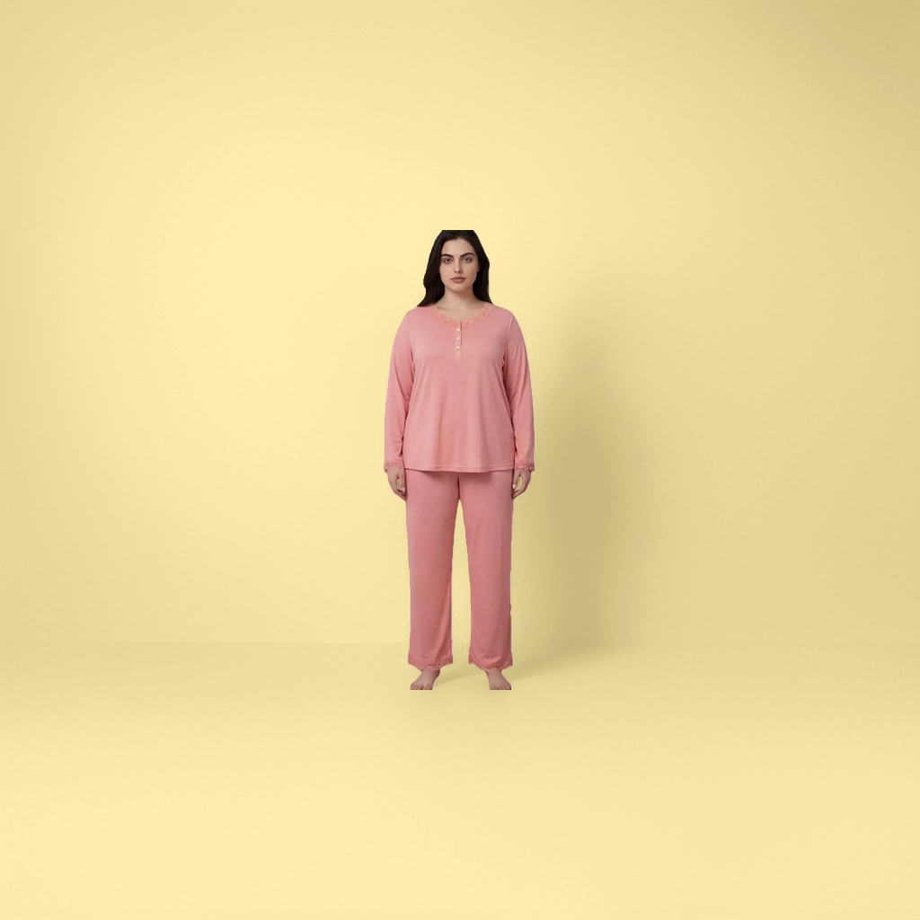粉色睡衣套装女家居服两件套模特同款舒适棉质图