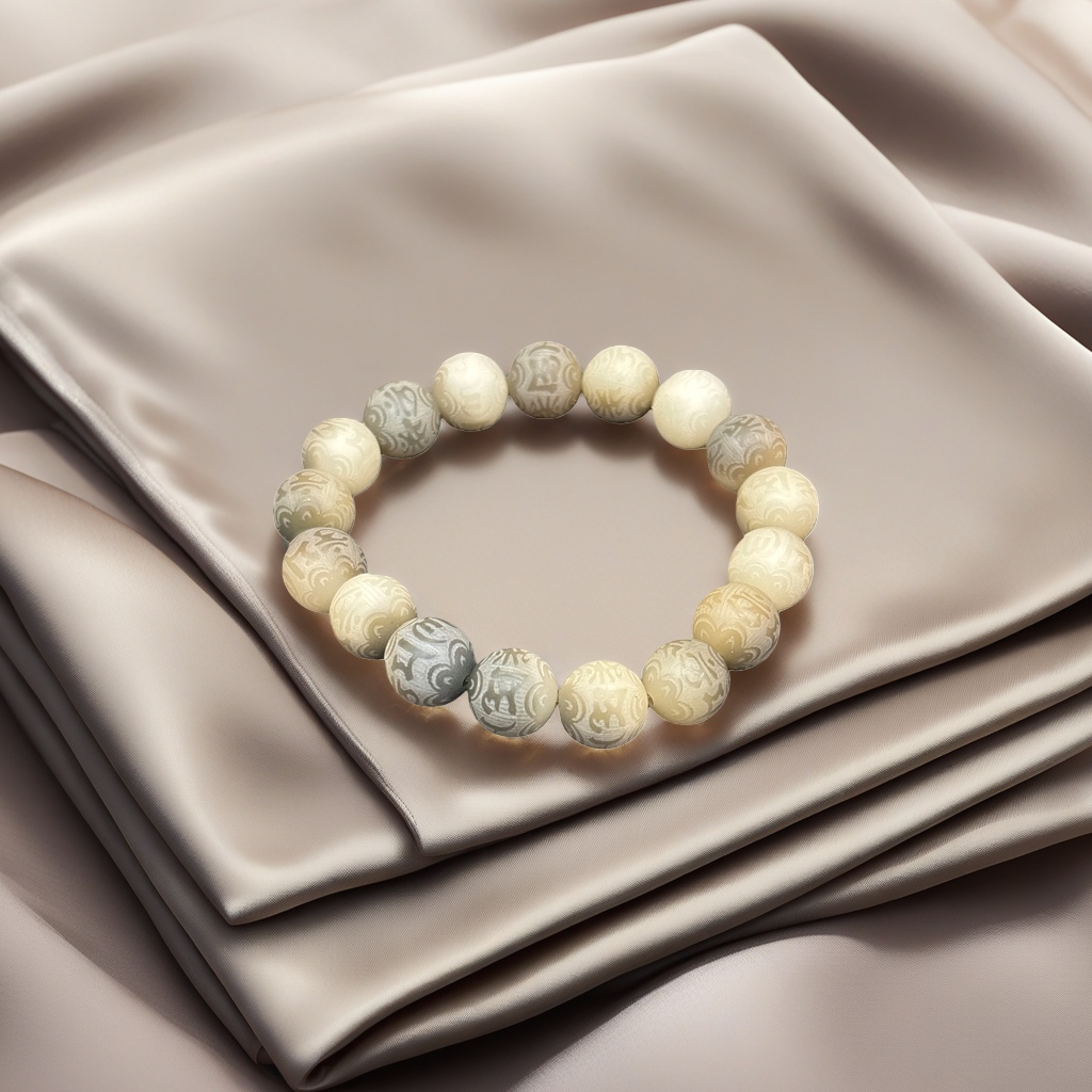 Carved bead bracelet, natural stone beads, hand-woven, suitable for both men and women Specification image