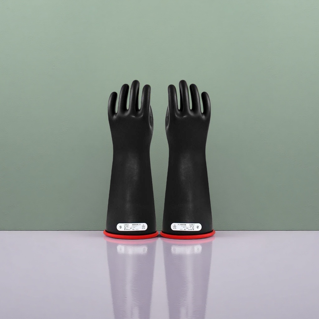 Black latex insulating gloves for high-voltage protection and electrical work, insulation class 00 details Picture