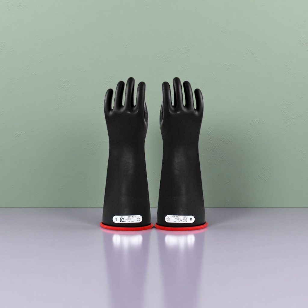 Black latex insulating gloves for high-voltage protection and electrical work, insulation class 00 Specification image