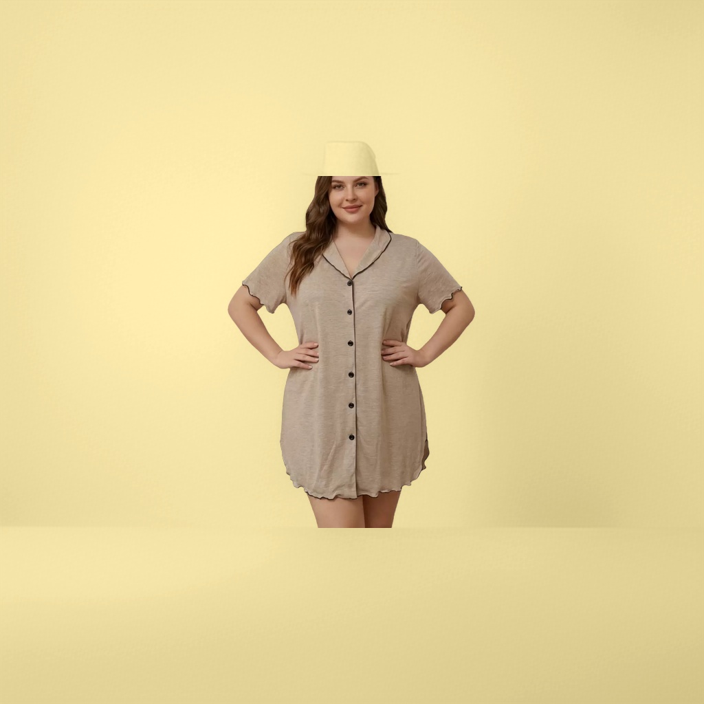 女性模特同款大码睡裙夏季薄款家居服套装