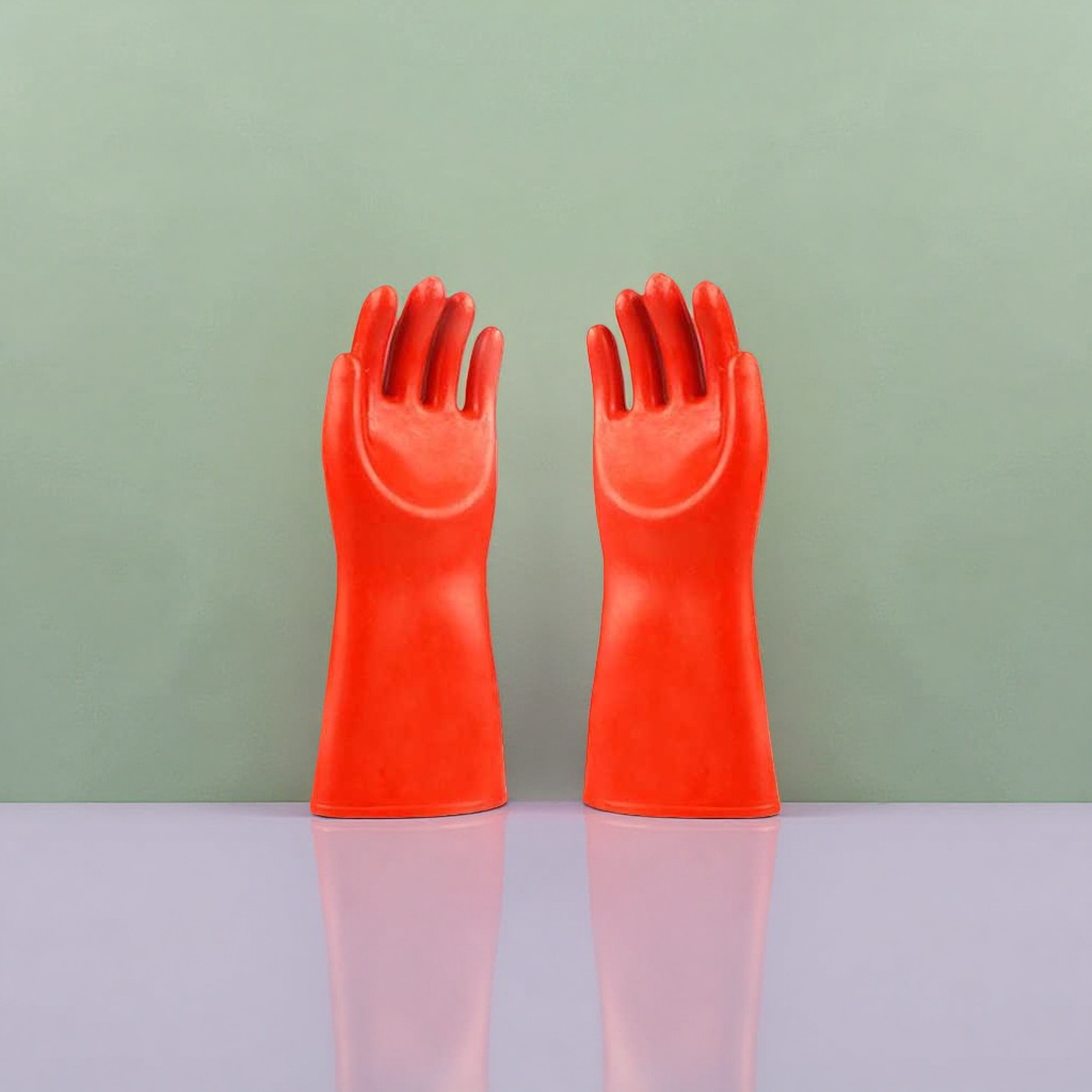 High-voltage insulated red rubber gloves for electrical work protection, resistant to high voltage and preventing electric shock Specification image