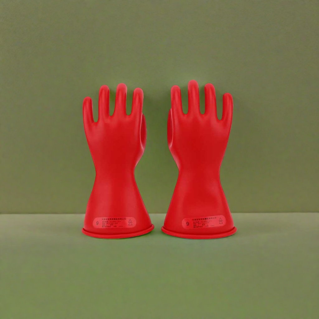 Red insulating gloves made of rubber, acid and alkali resistant, anti-slip and wear-resistant, specially designed for electricians Application Scenario