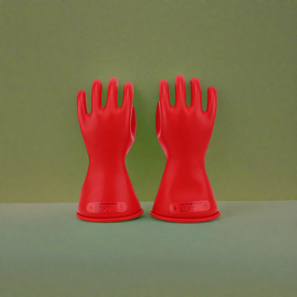 Red insulating gloves made of rubber, acid and alkali resistant, anti-slip and wear-resistant, specially designed for electricians Specification image