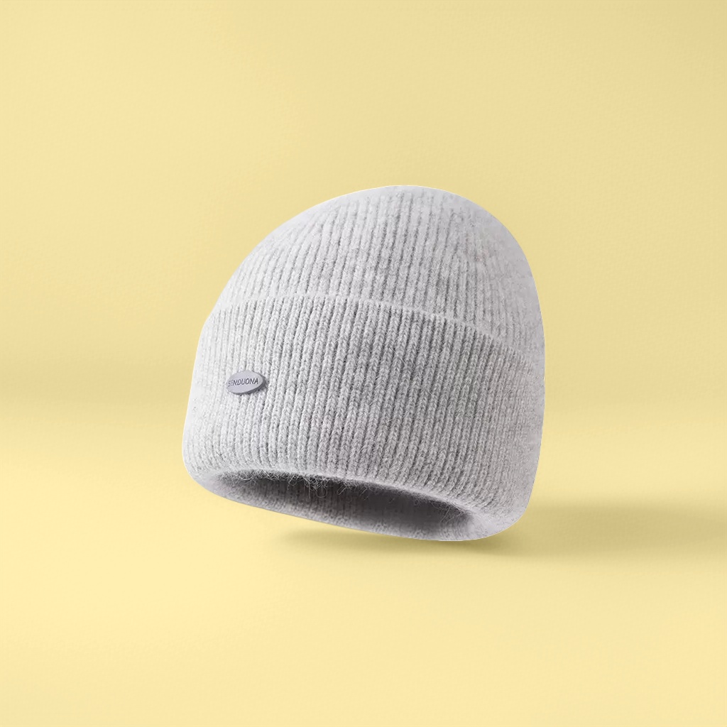 Gris sombrero de punto cuerpo caliente slim mostrar la cara pequeña otoño invierno sombrero versátil