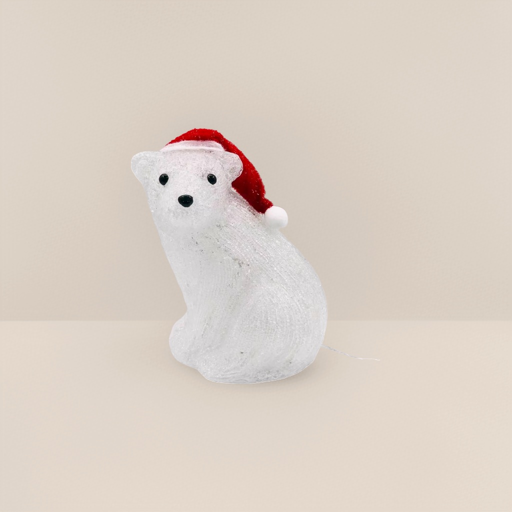 White polar bear figurines, indoor and outdoor decorative lights, ambient lights details Picture