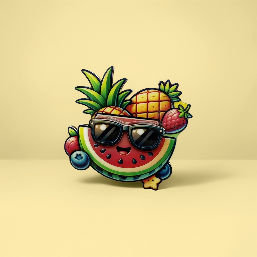 Cartoon fruit pattern watermelon, pineapple, strawberry, blueberry, star fridge magnet details Picture