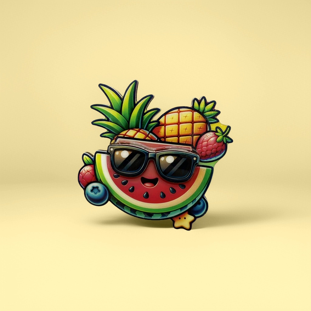 Cartoon fruit pattern watermelon, pineapple, strawberry, blueberry, star fridge magnet Specification image