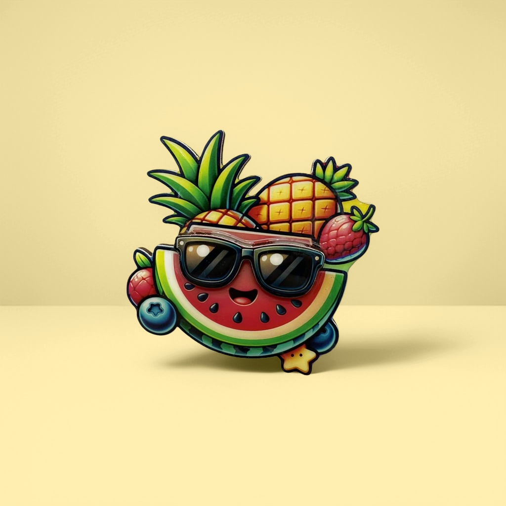 Cartoon fruit pattern watermelon, pineapple, strawberry, blueberry, star fridge magnet Application Scenario