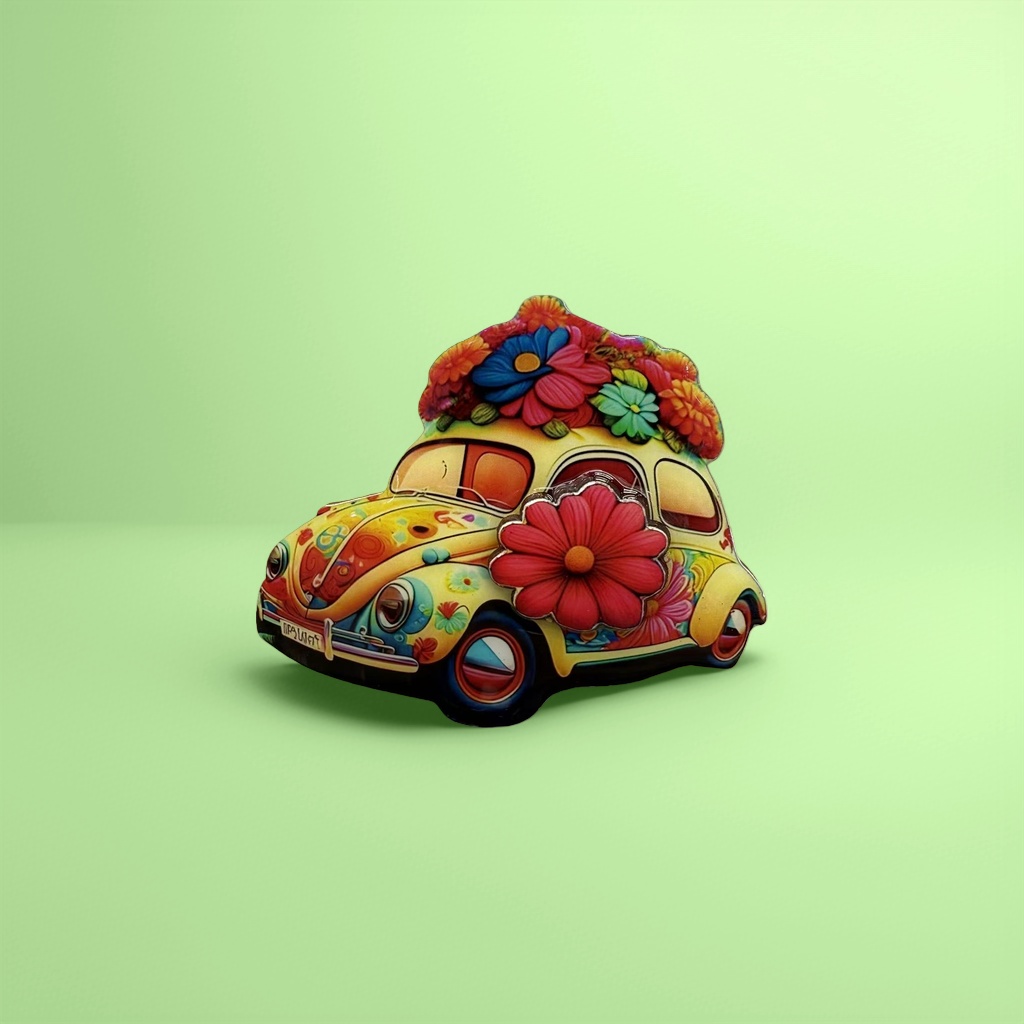 Color floral patrón beetle modelo de coche refrigerador stickers details Picture