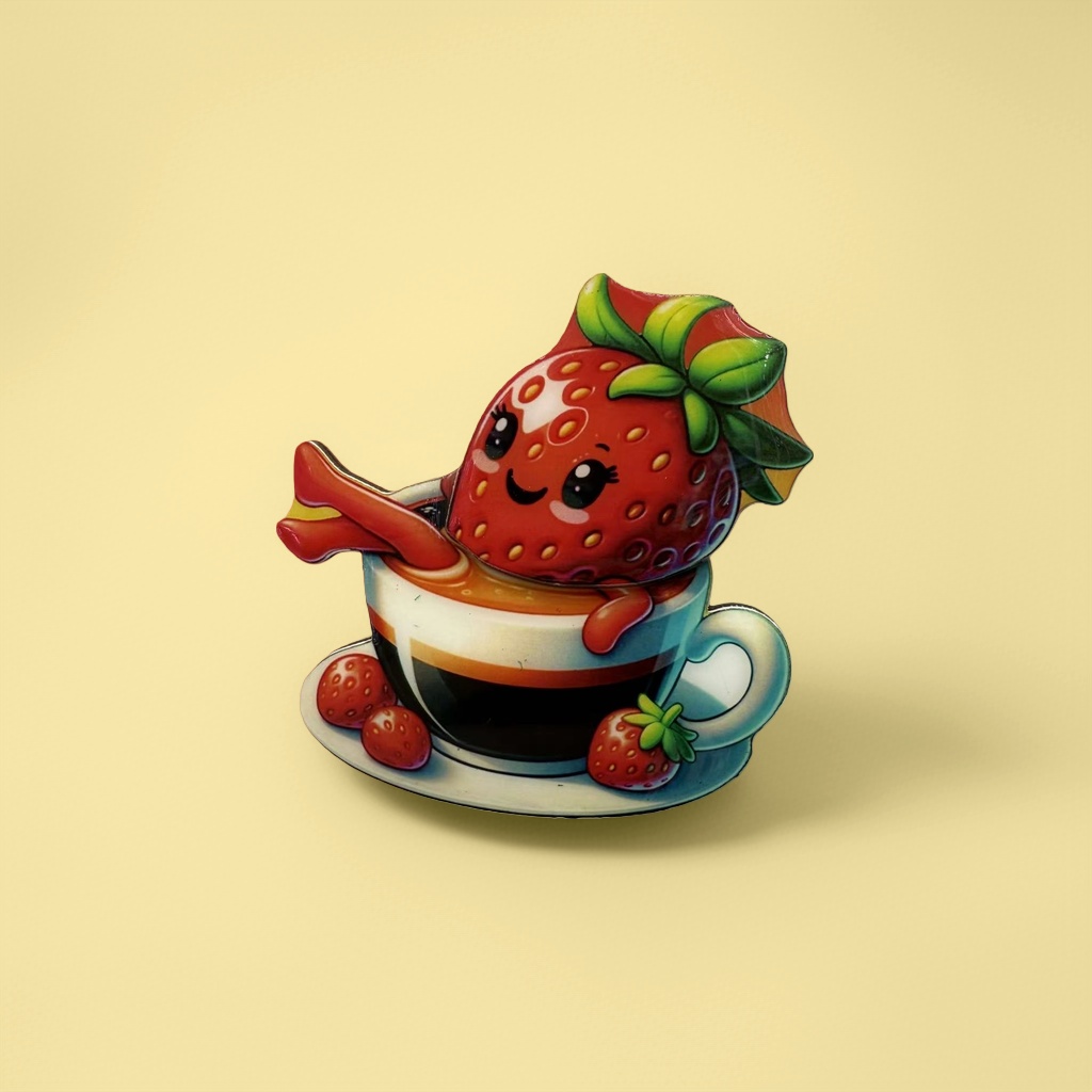 Cartoon strawberry tea cup, ceramic mug, cream style, girlish water cup, cute breakfast cup Specification image