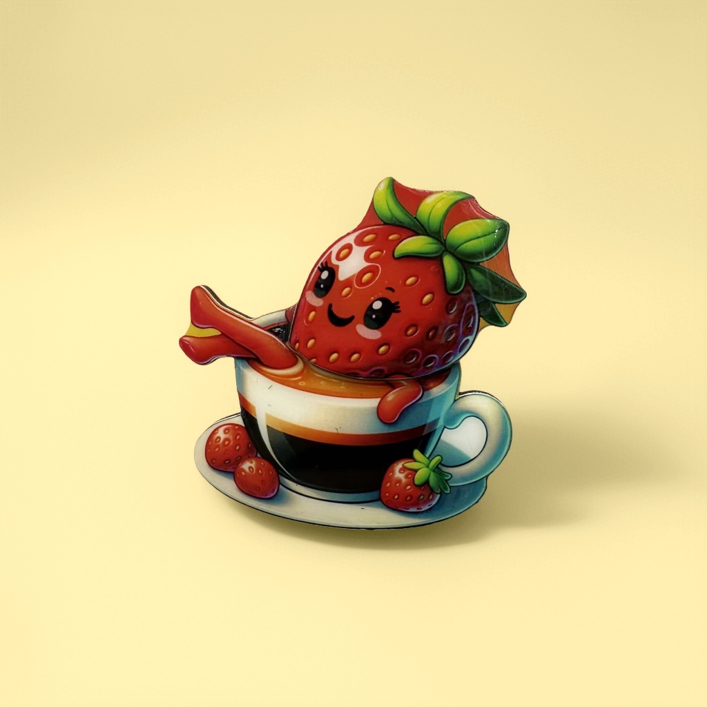Cartoon strawberry tea cup, ceramic mug, cream style, girlish water cup, cute breakfast cup details Picture