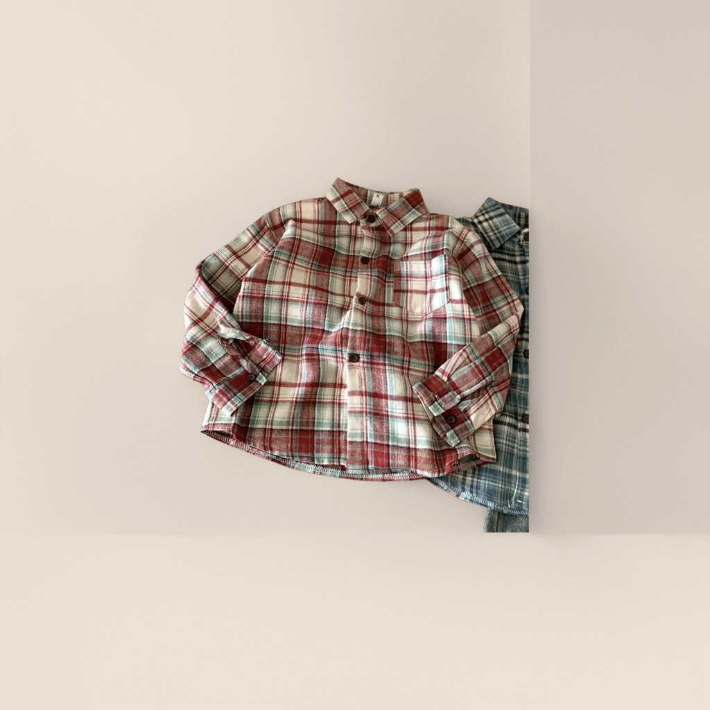 Children's checked shirt, men's long-sleeved pure cotton casual shirt, spring and autumn new style children's clothing, children's clothing, children's clothing Specification image
