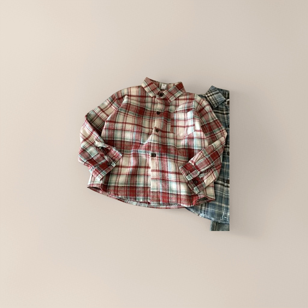 Children's checked shirt, men's long-sleeved pure cotton casual shirt, spring and autumn new style children's clothing, children's clothing, children's clothing