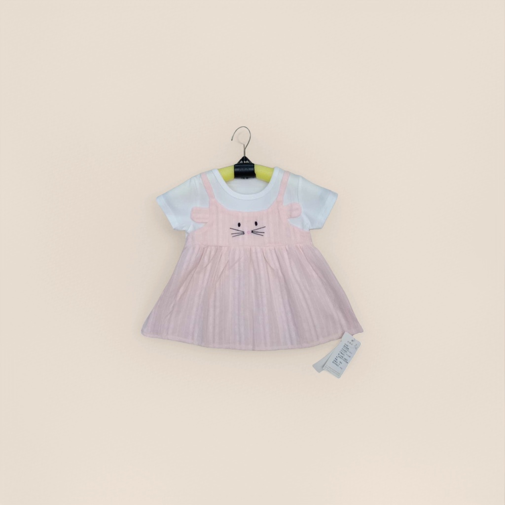 A new sweet A-line pink cat-patterned dress for women's summer details Picture