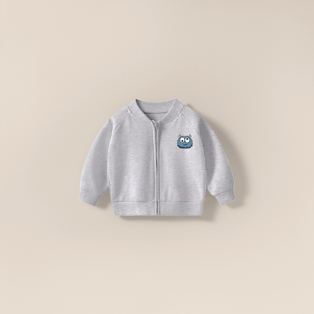 Grey children's zipper jacket for spring and autumn, windproof and warm hooded casual children's wear Application Scenario