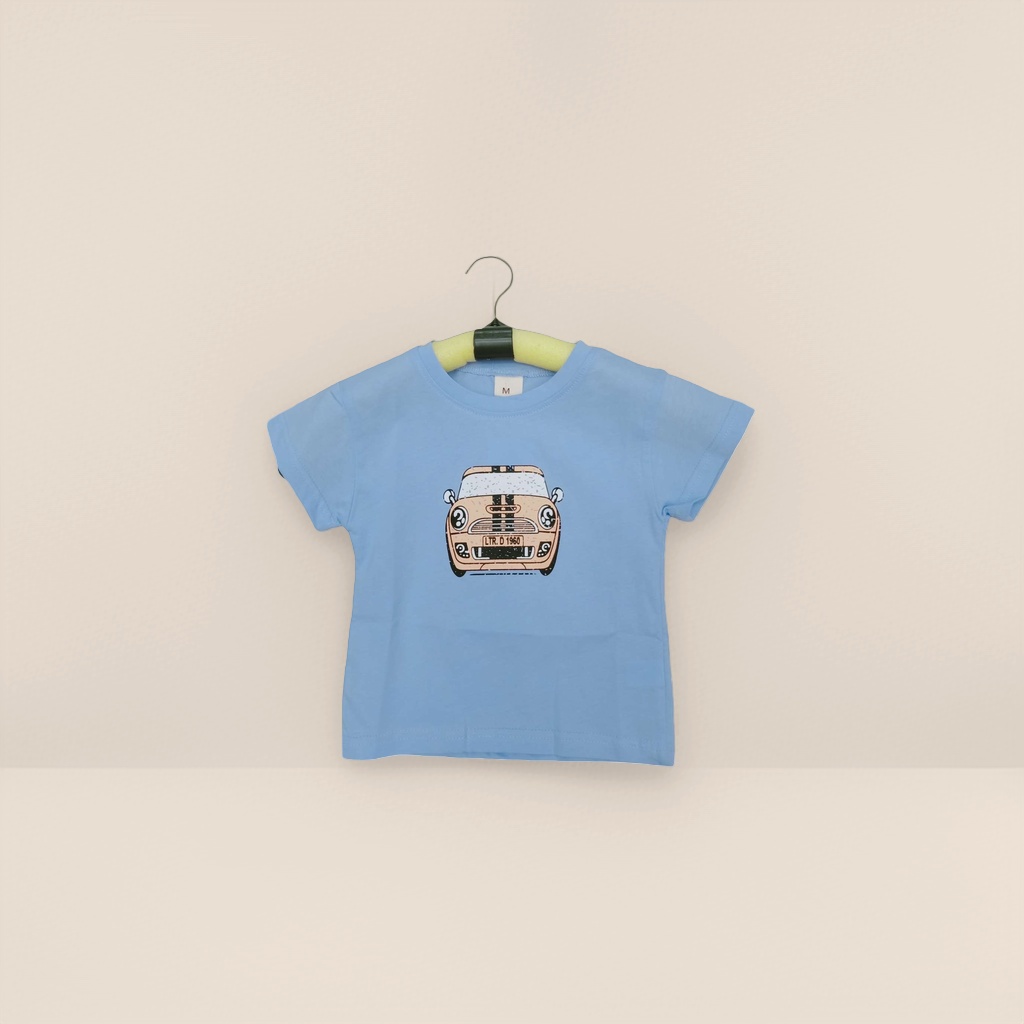 Blue cartoon car pattern T-shirt, pure cotton short-sleeved top for both men and women Application Scenario