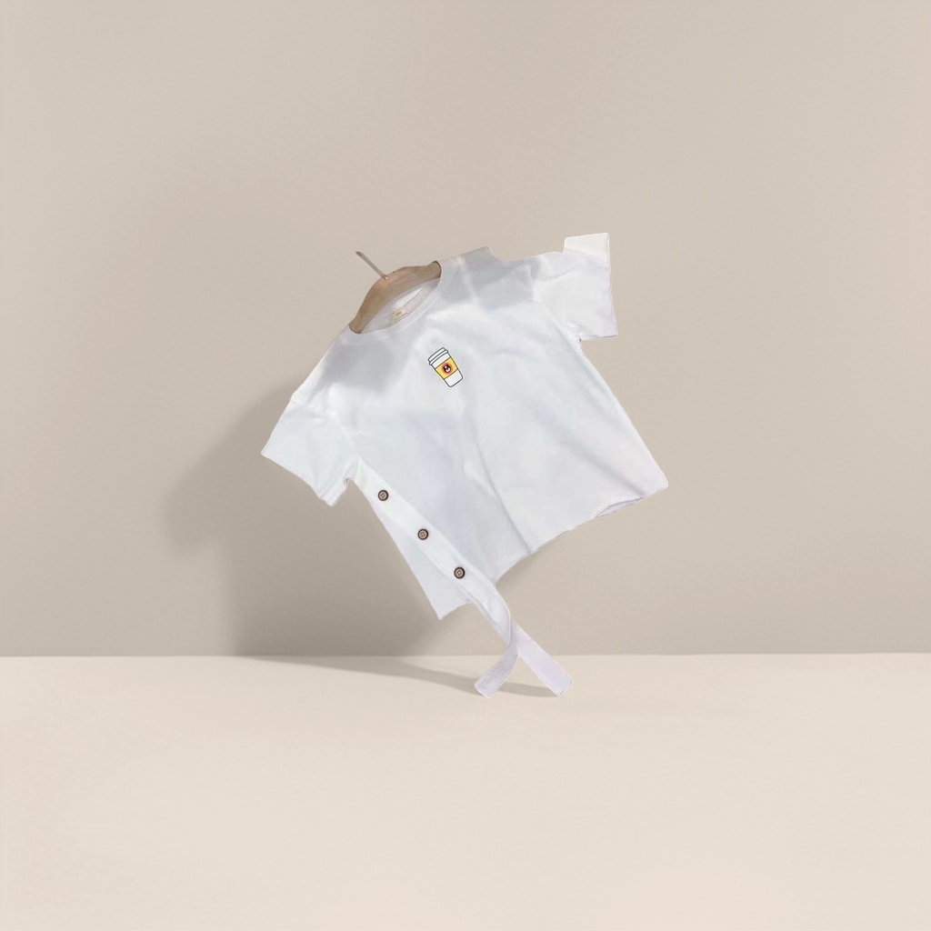 Pure cotton white T-shirt, children's short-sleeved round-neck basic versatile top details Picture