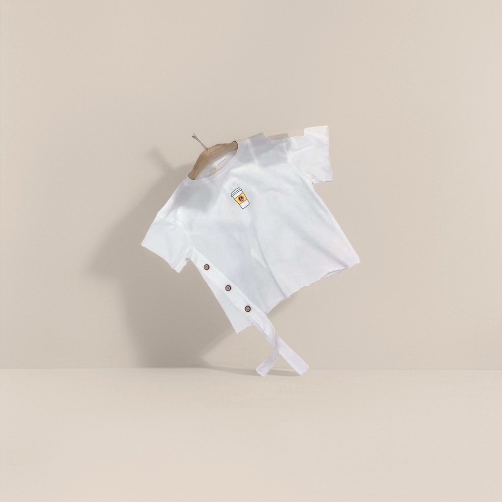 Pure cotton white T-shirt, children's short-sleeved round-neck basic versatile top