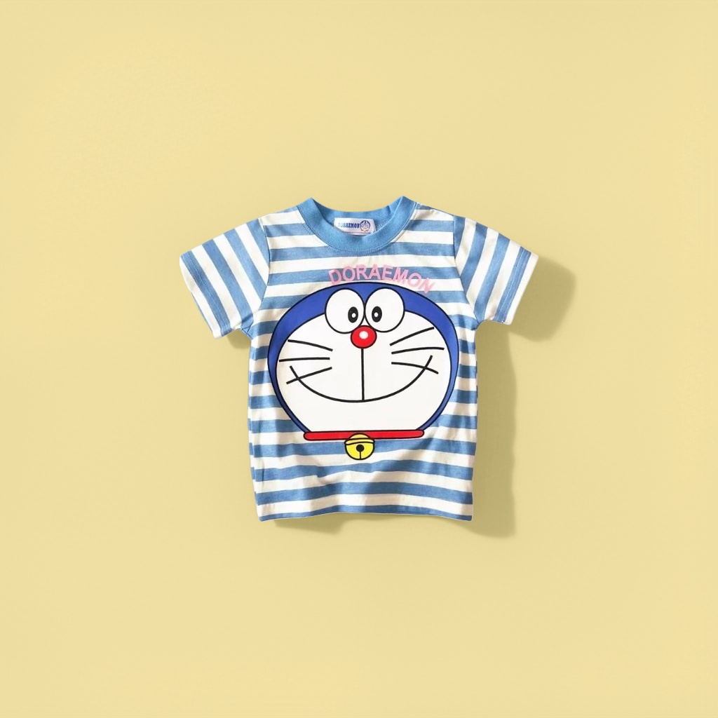 Doraemon cartoon pattern pure cotton short-sleeved T-shirt for both men and women, casual top details Picture