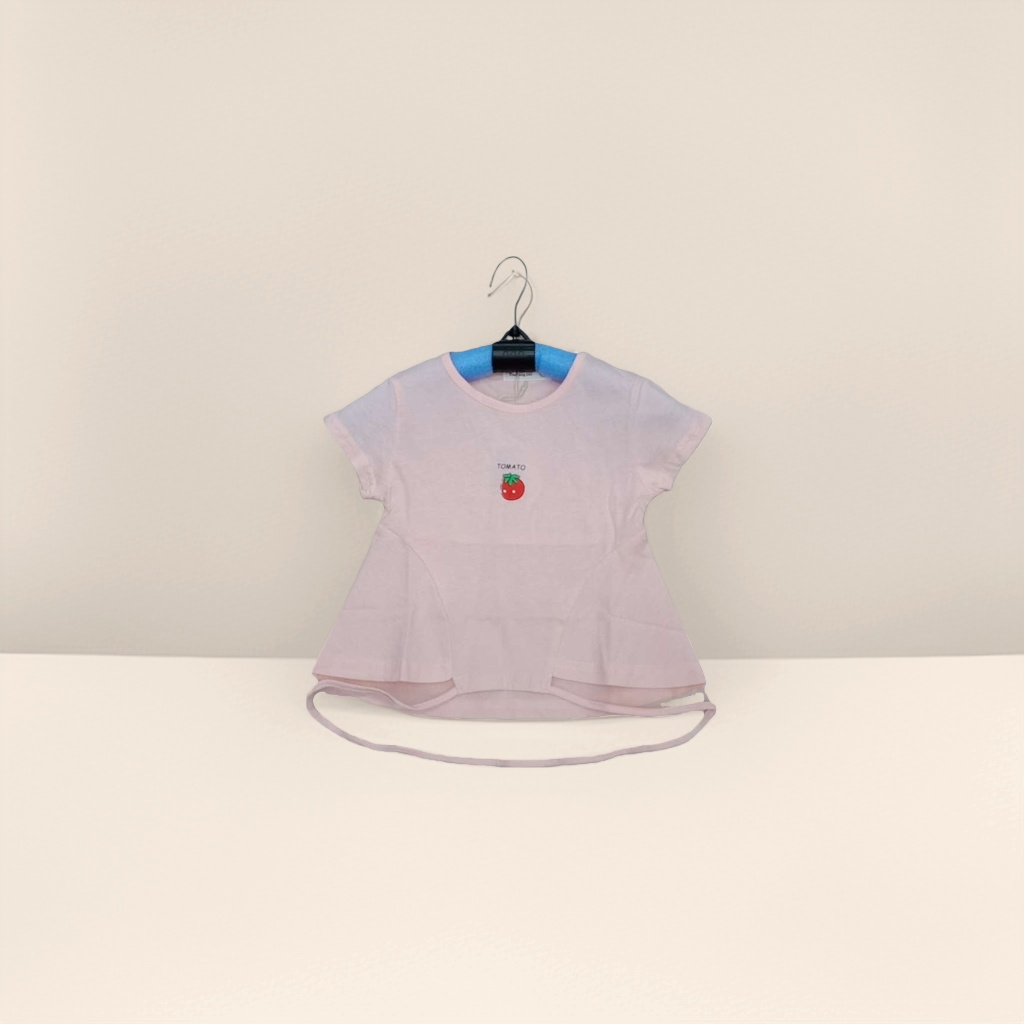 Pink children's pure cotton T-shirt, short-sleeved top for boys and girls, breathable and comfortable in summer details Picture