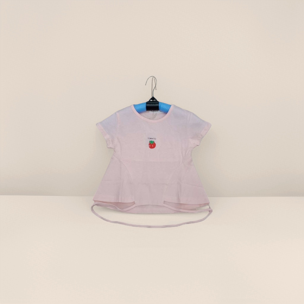 Pink children's pure cotton T-shirt, short-sleeved top for boys and girls, breathable and comfortable in summer