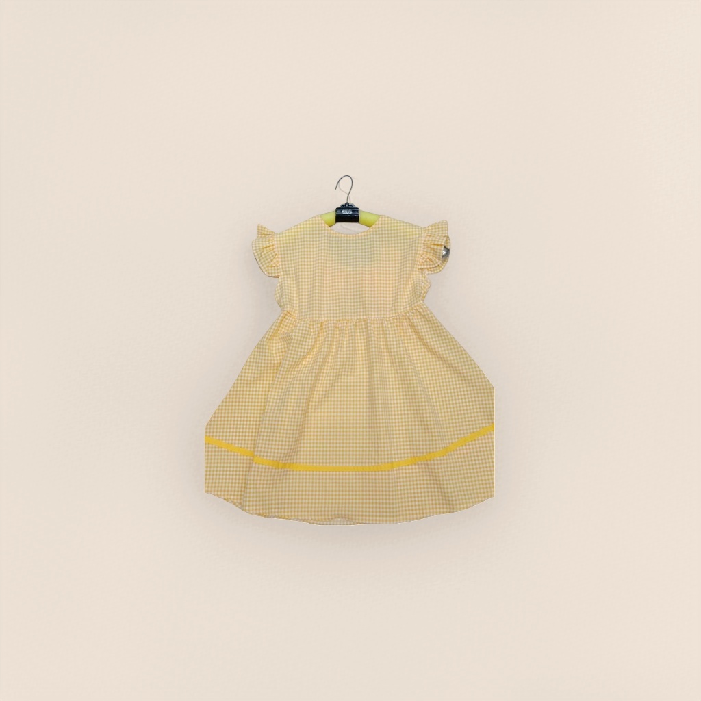 A new yellow checkered dress for women's summer, slimming and form-fitting A-line dress