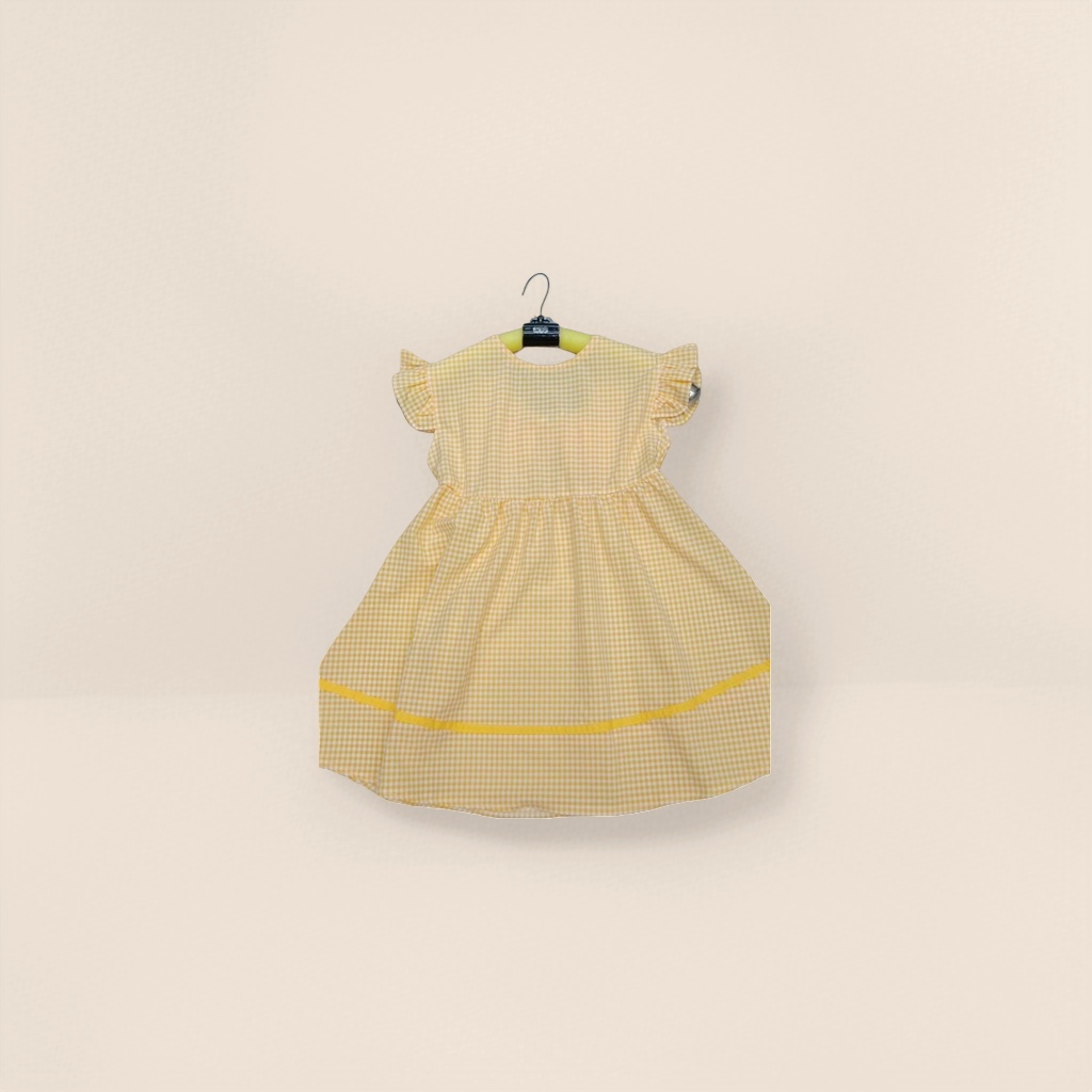 A new yellow checkered dress for women's summer, slimming and form-fitting A-line dress Application Scenario
