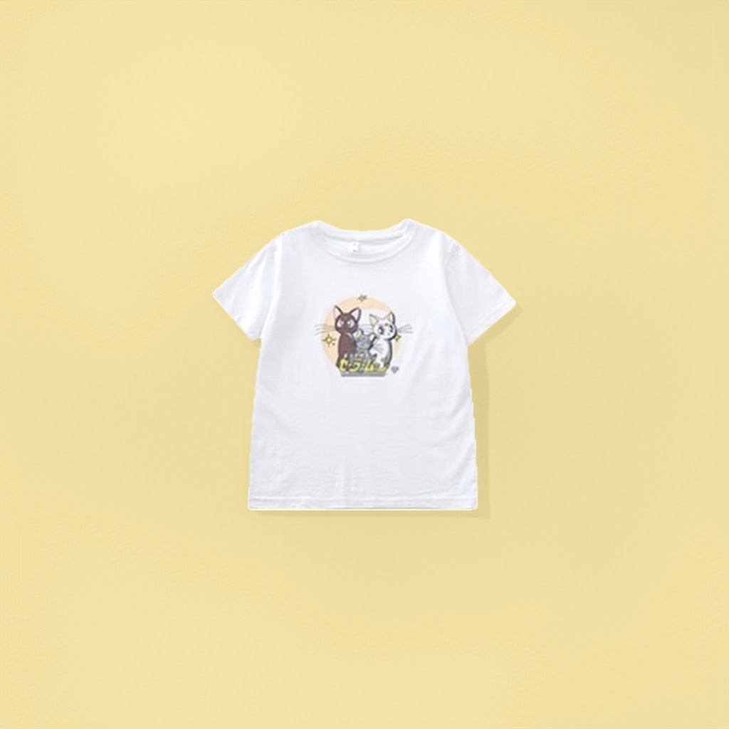 Cartoon cat pattern pure cotton short-sleeved T-shirt, unisex, casual and versatile