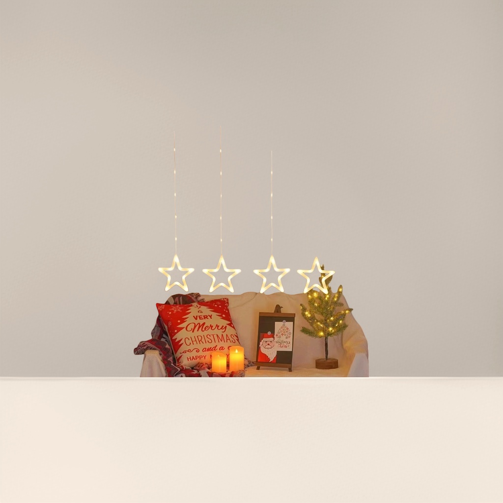 Christmas decorative star light string warm white LED festive atmosphere hanging decoration details Picture