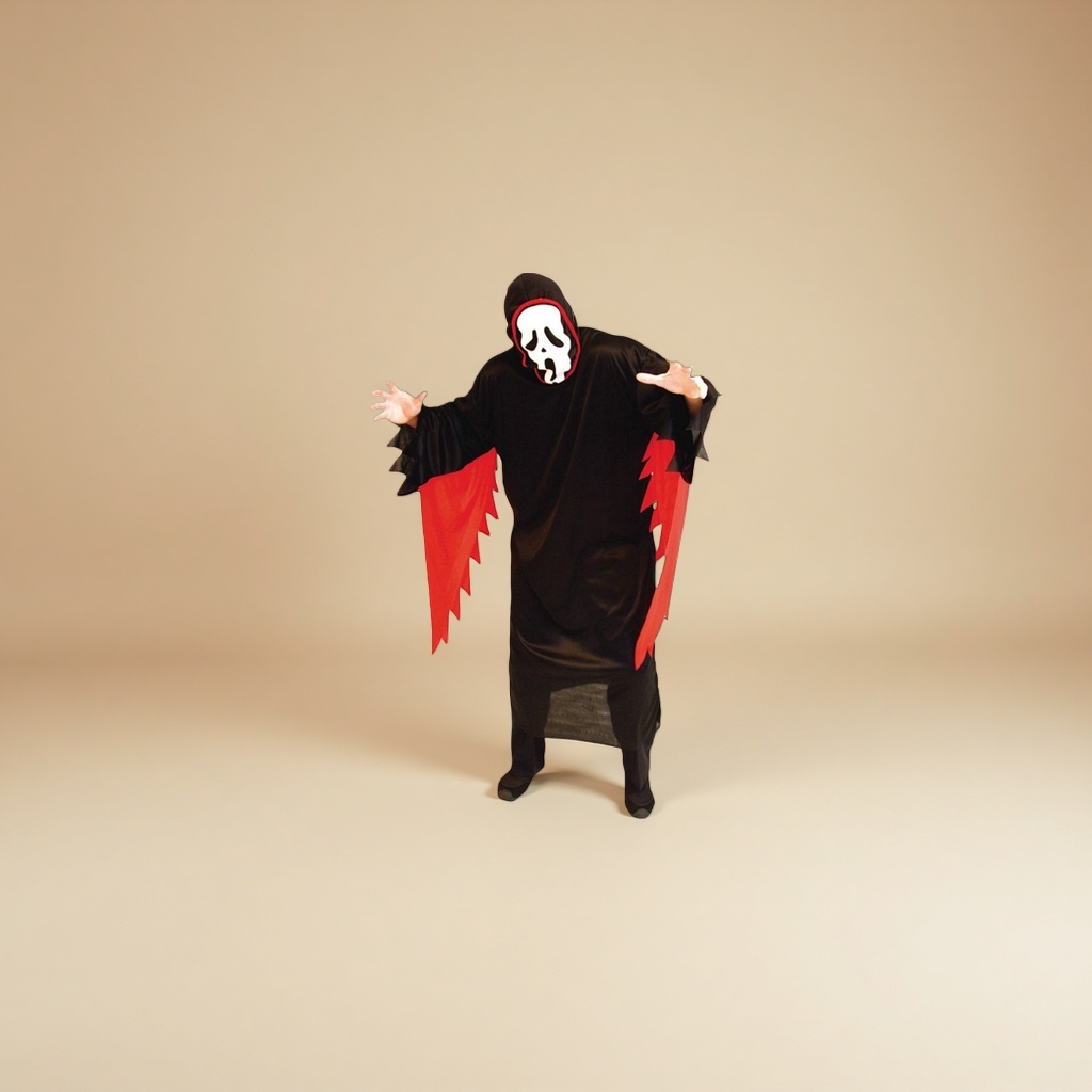 Horror mask, hat, black robe costume, Halloween party cosplay performance props